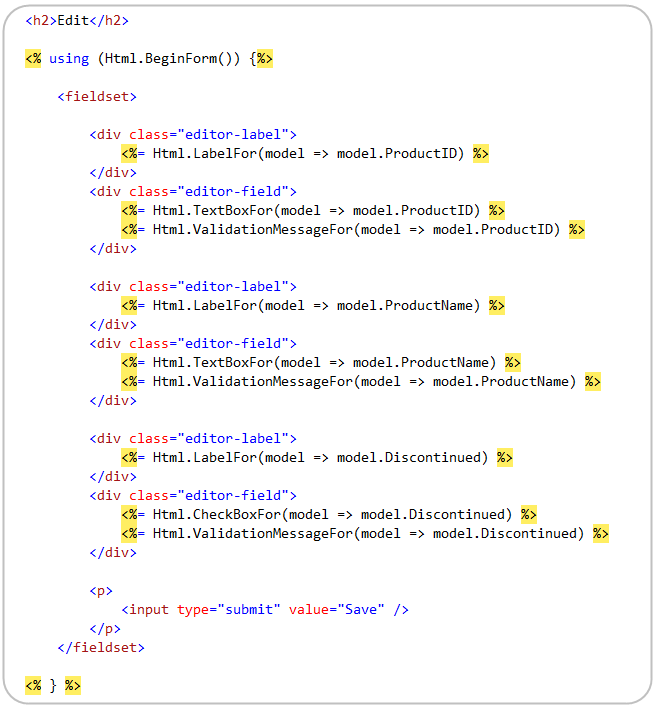 ASP.NET MVC 2: Stark Typisierte HTML Hilfsmethoden